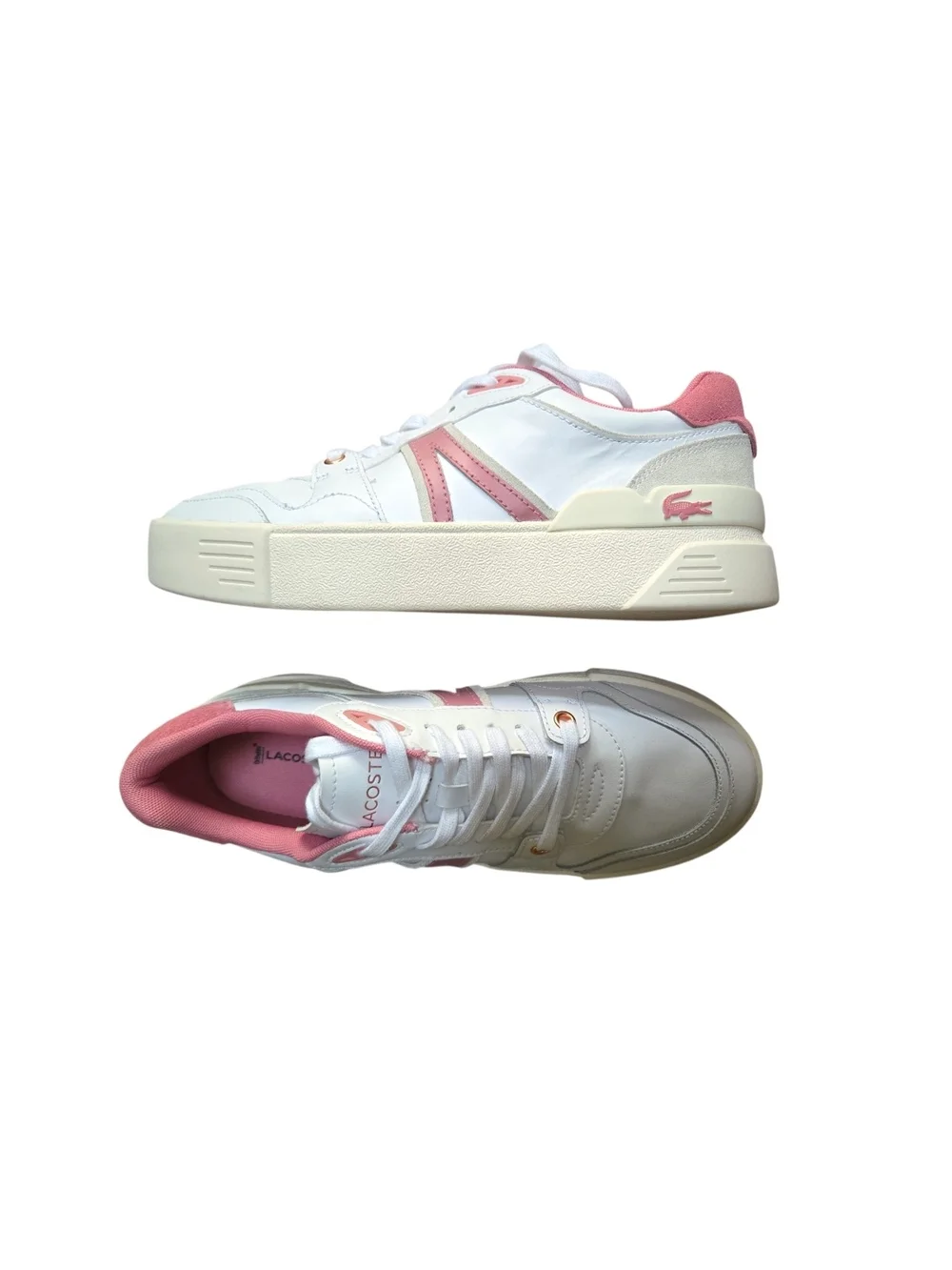 Lacoste Size 10 Women’s White Sneaker with Pink Accents NWT
